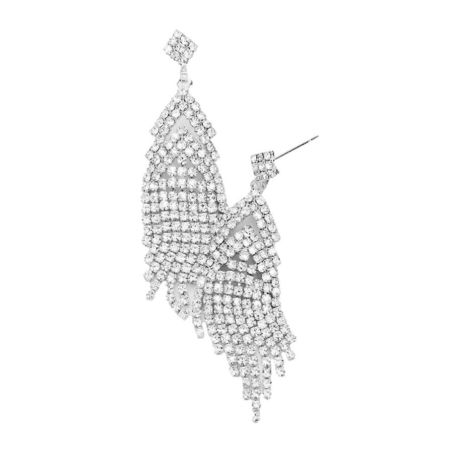 Crystal Rhinestone Drop Evening Earrings