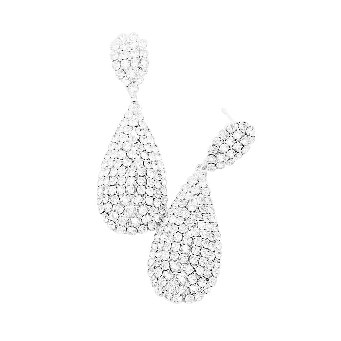Crystal Rhinestone Teardrop Evening Earrings