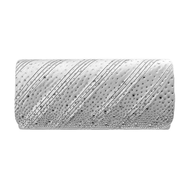 Diagonal Line Detailed Bling Evening Clutch Crossbody Bag