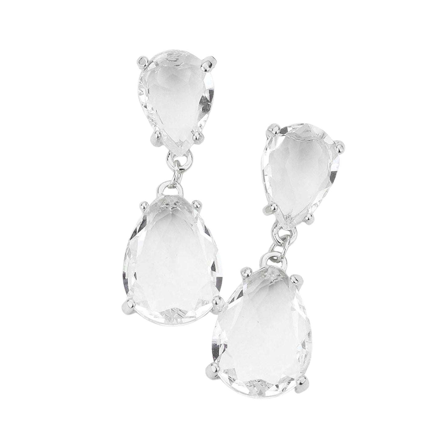 Women's Double Teardrop Link Dangle Evening Earrings