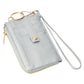 Faux Leather Basket Weave Flat Card Holder Wallet with Wristlet