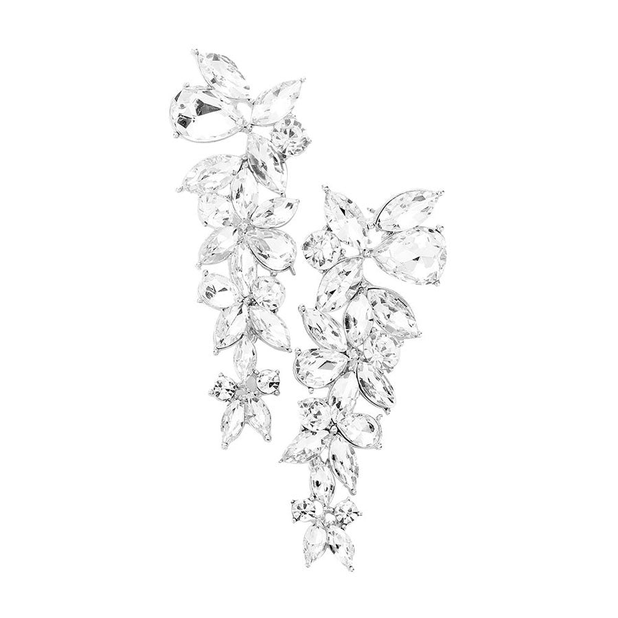 Floral Multi Stone Evening Earrings
