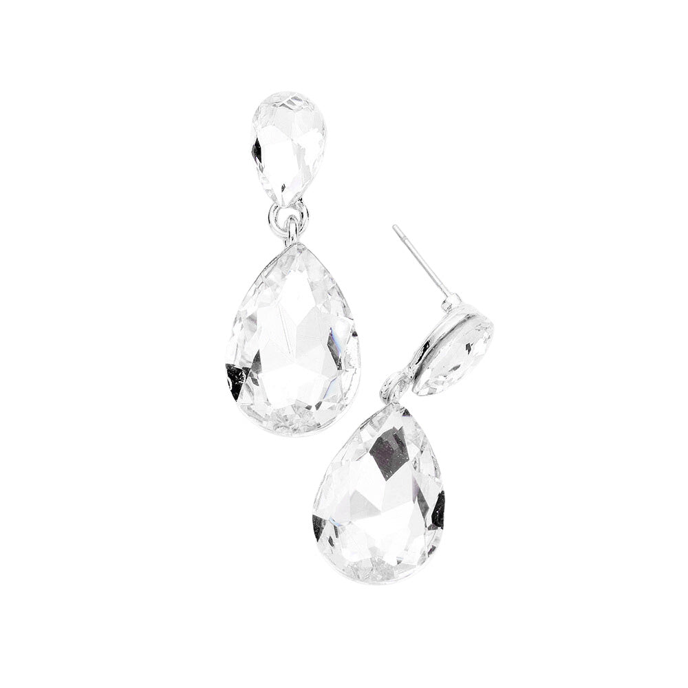 Women's Glass Crystal Teardrop Dangle Earrings