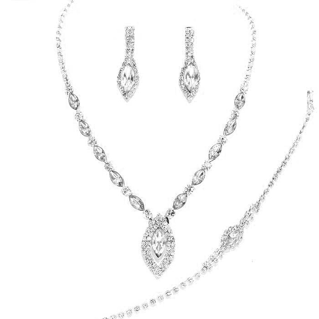 Marquise Rhinestone Necklace Jewelry Set
