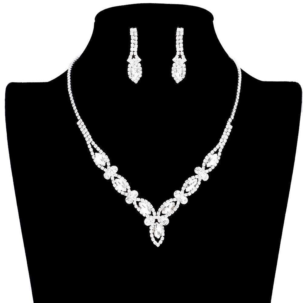 Marquise Stone Accented Rhinestone Necklace