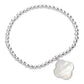 Mother Of Pearl Quatrefoil Charm Stainless Steel Ball beaded Stretch Bracelet