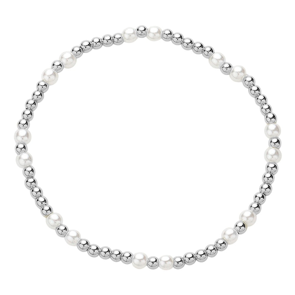 Pearl Stainless Steel Ball Beaded Stretch Bracelet