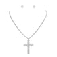 Rhinestone Paved Cross Pendant Jewelry Set