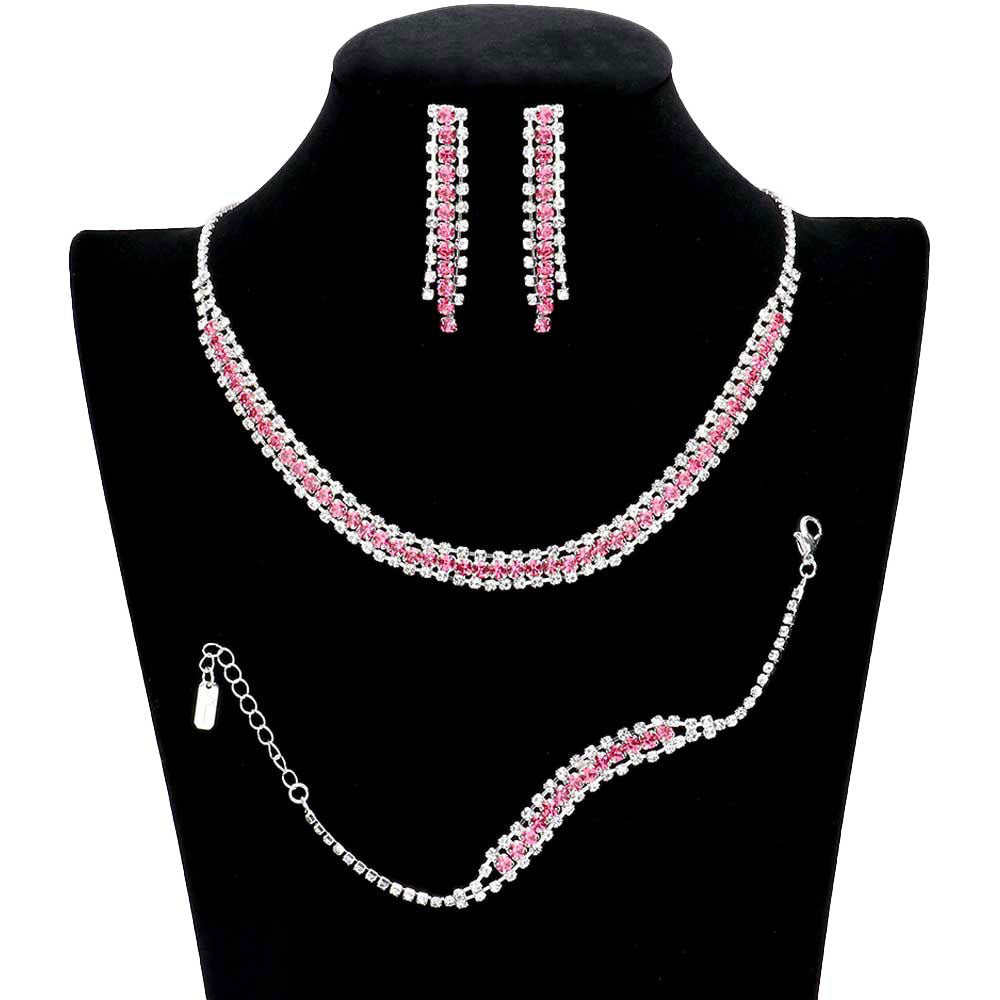 3PCS Rhinestone Necklace Jewelry Set