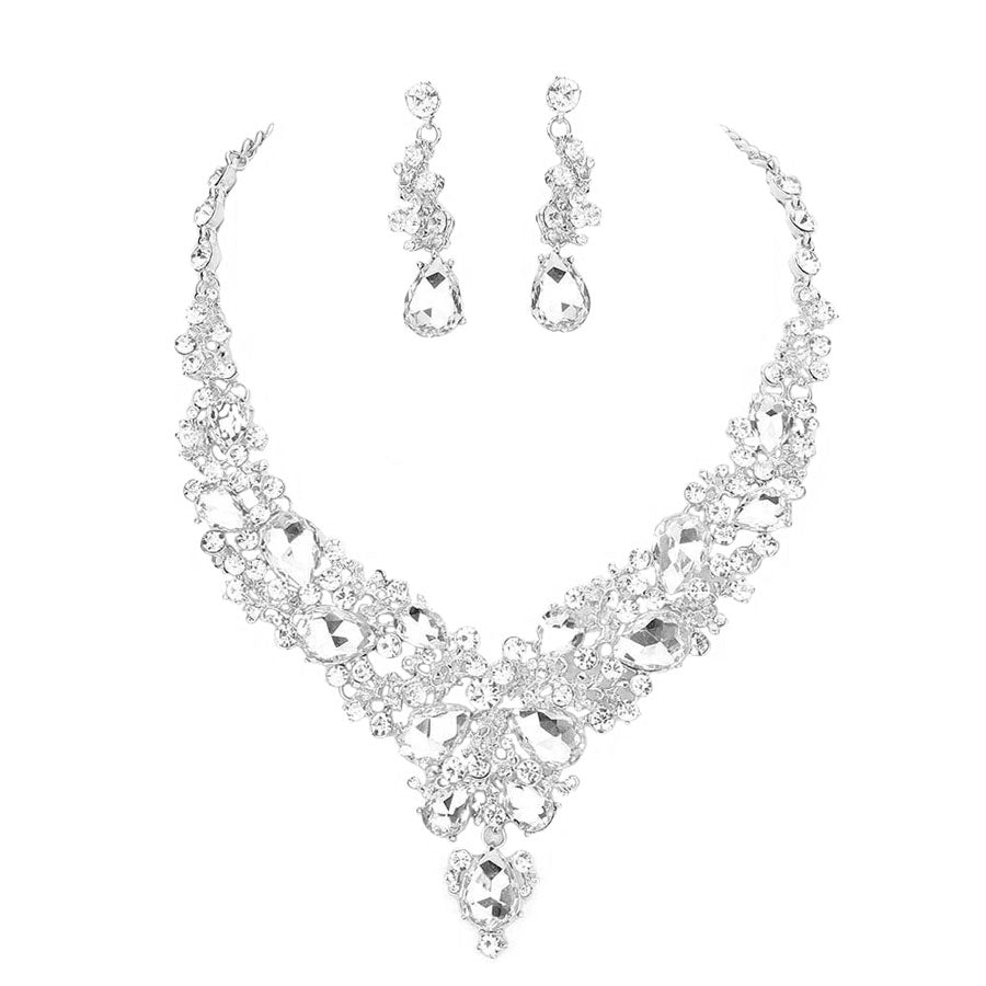Round Teardrop Stone Accented Evening Necklace