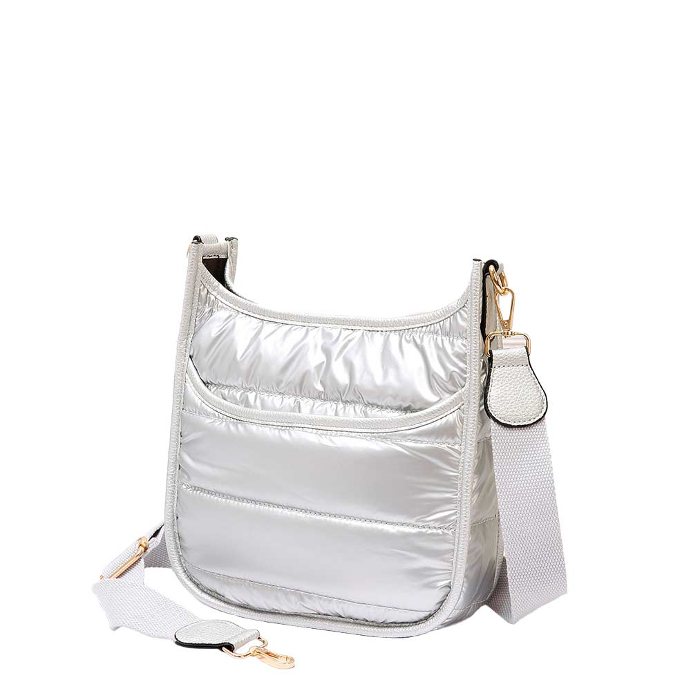 Solid Quilted Shiny Puffer Mini Crossbody Bag