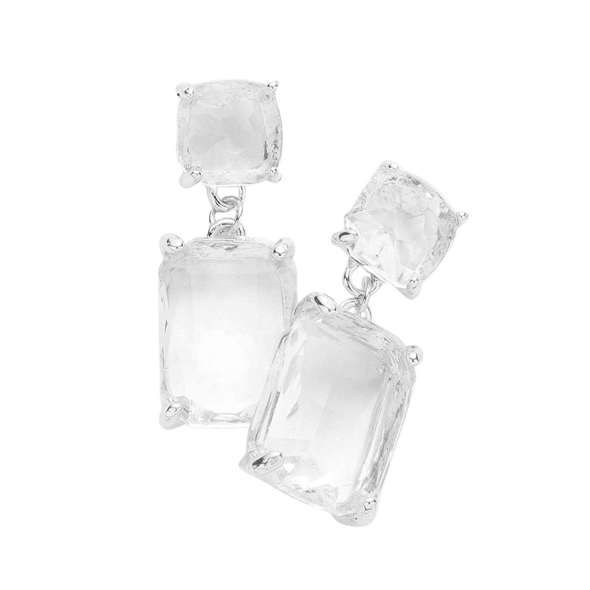 Women's Square Rectangle Link Dangle Evening Earrings