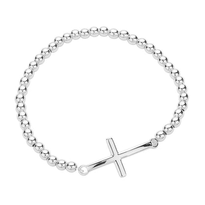 Stainless Steel Cross Pendant Pointed Stretch Bracelet