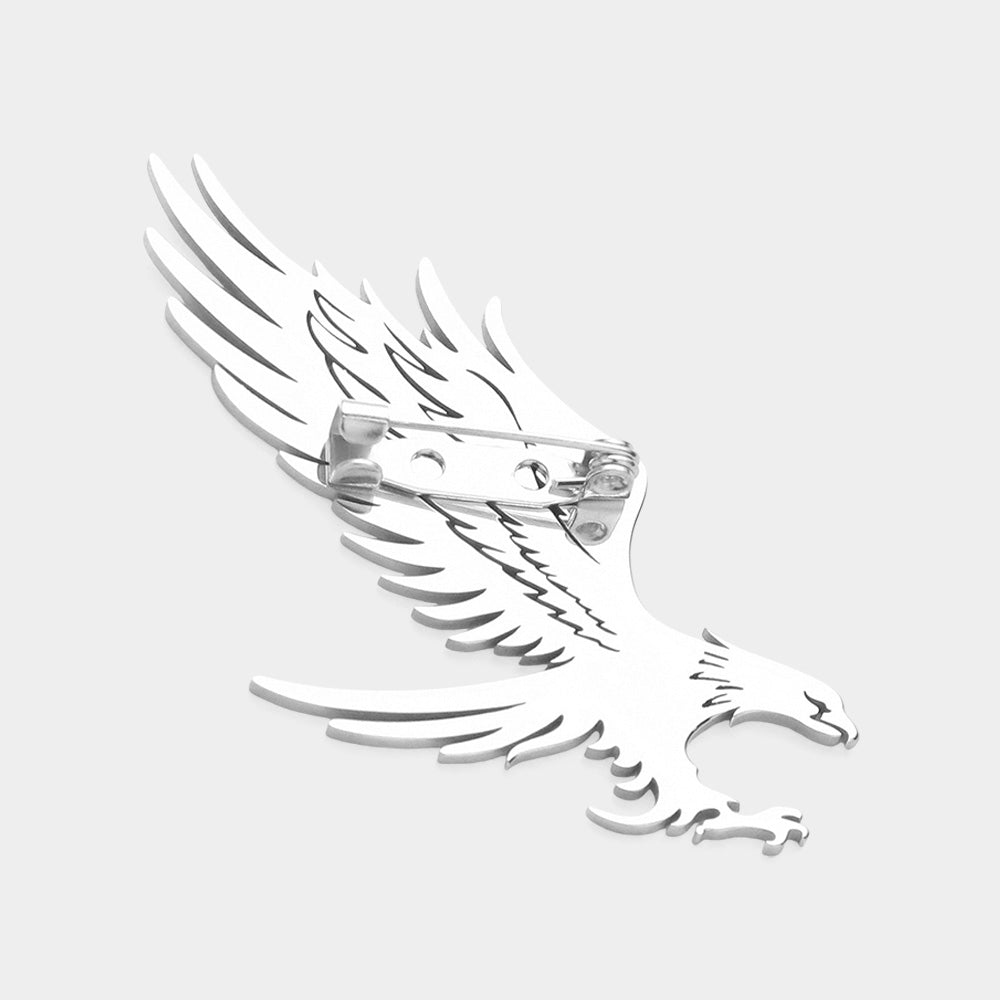 Stainless Steel Cutout Eagle Pin Brooch