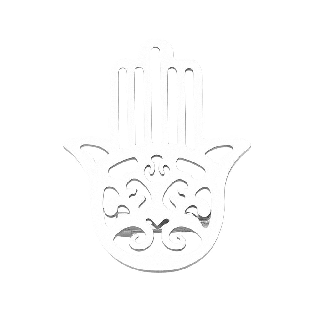 Stainless Steel Cutout Hamsa Hand Pin Brooch