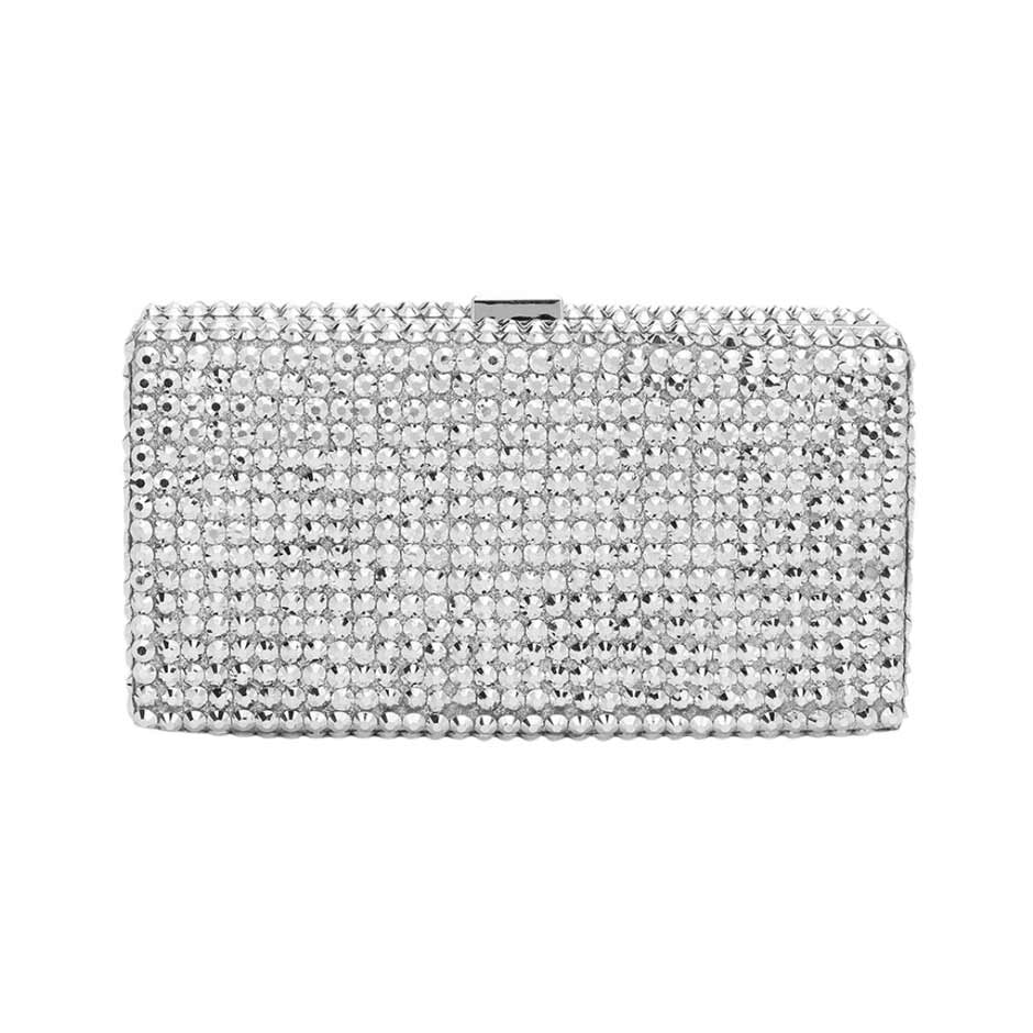 Studded Bling Rectangle Evening Clutch Crossbody Bag