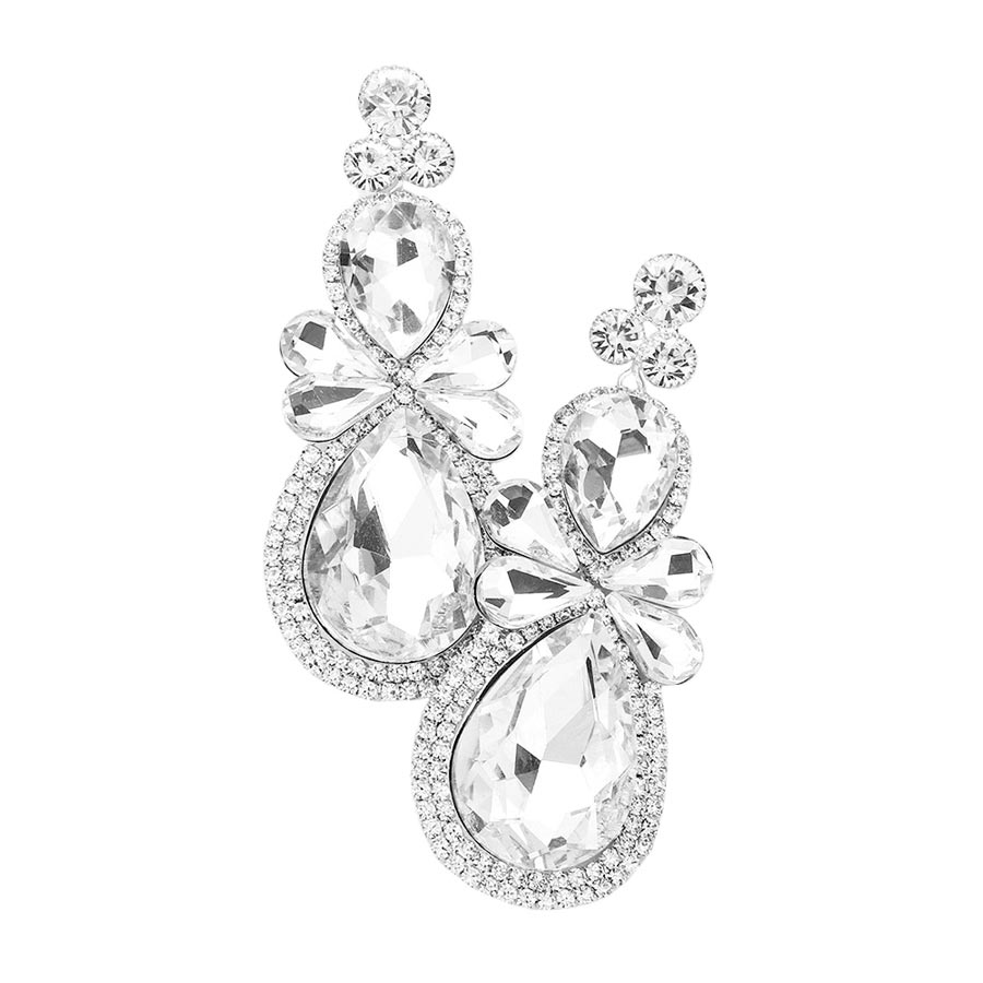 Teardrop Accented Dangle Evening Earrings