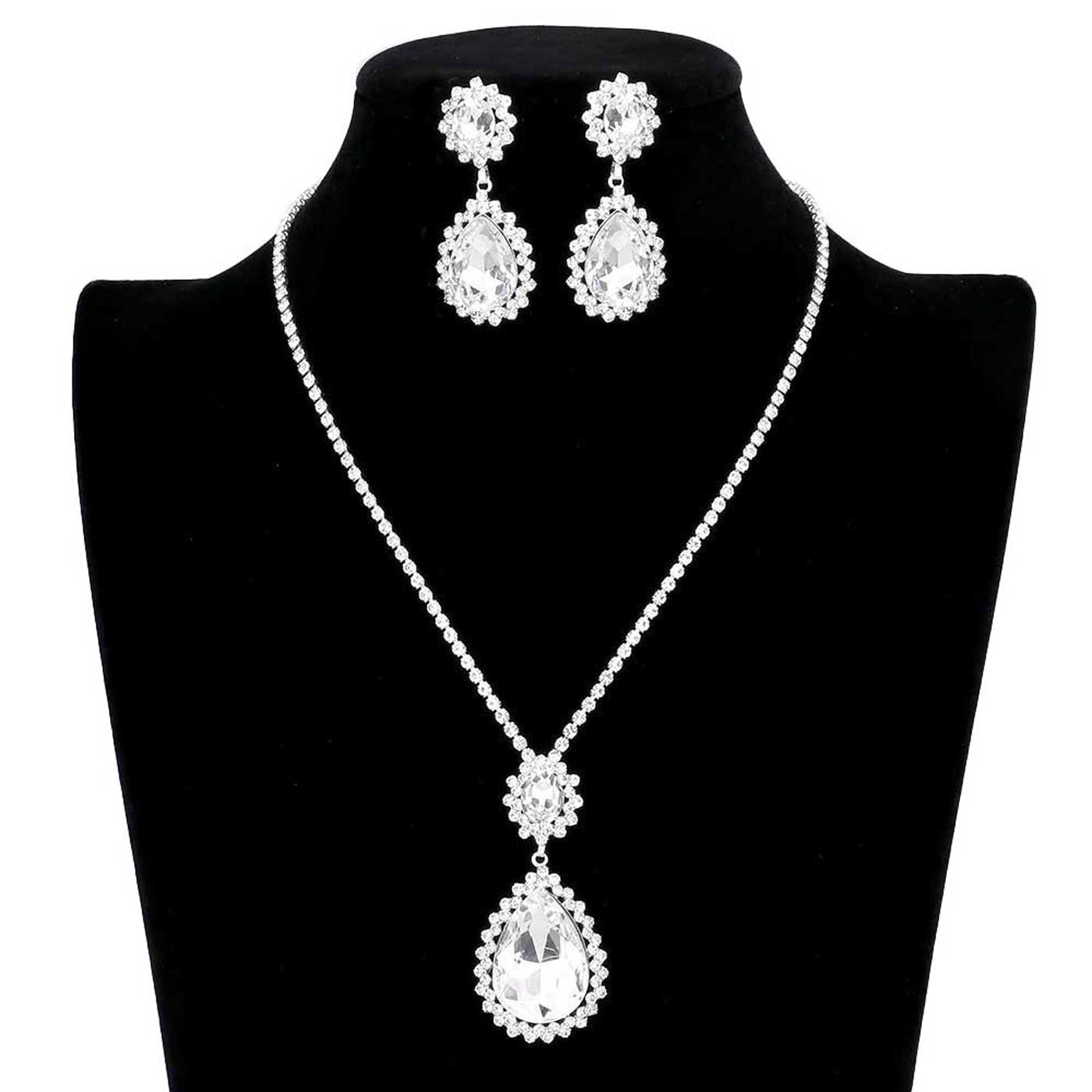 Teardrop Accented Rhinestone Necklace