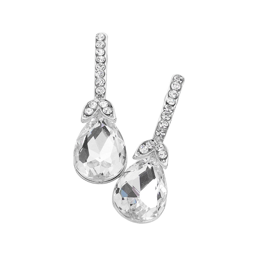 Teardrop Stone Accented Evening Earrings