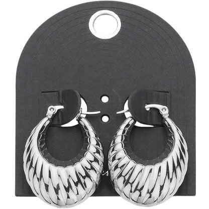 Textured Metal Hoop Pin Catch Earrings
