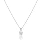 W Stainless Steel CZ Stone Paved Monogram Pendant Necklace