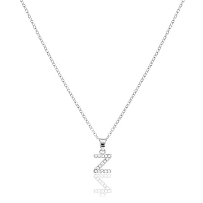 Z Stainless Steel CZ Stone Paved Monogram Pendant Necklace