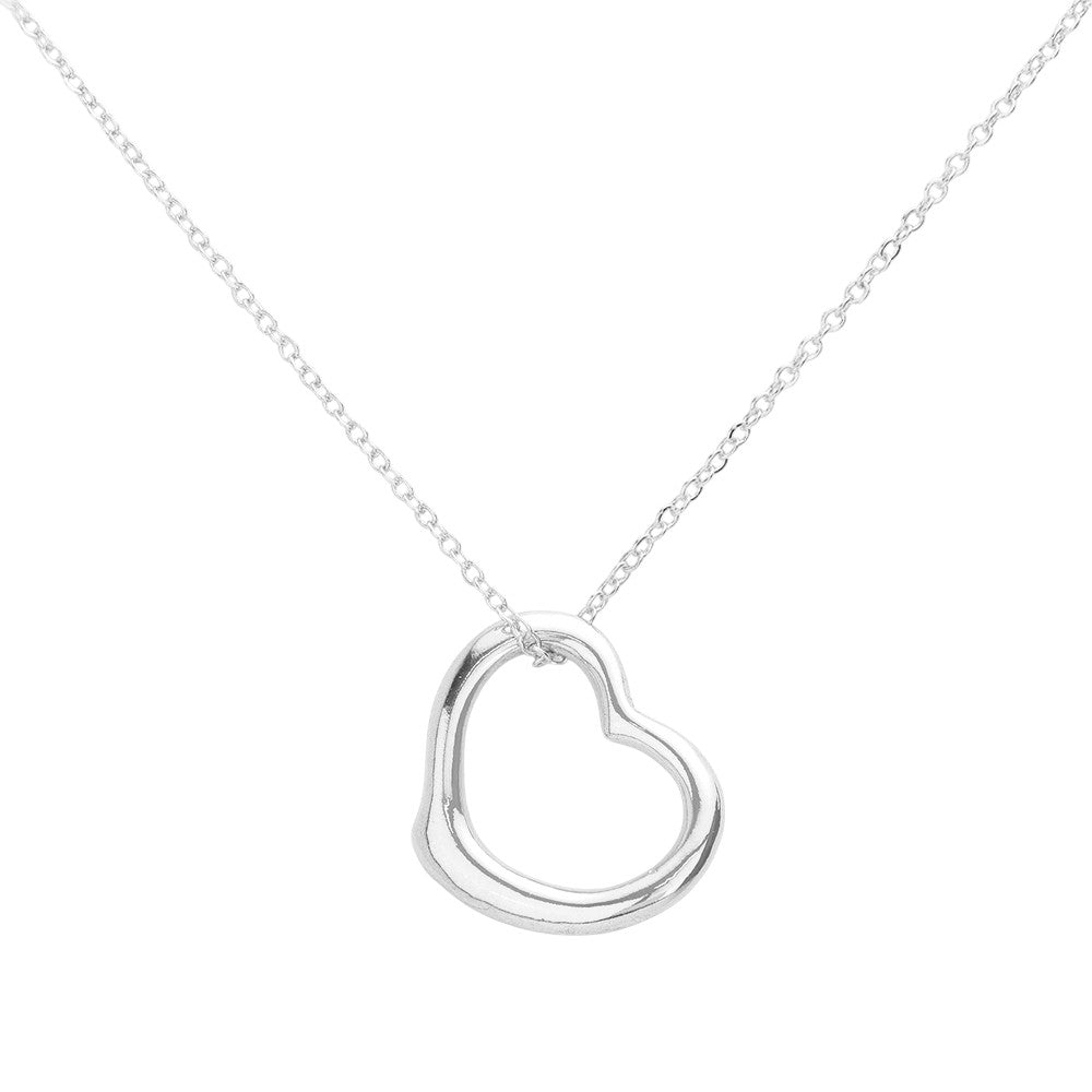 Metal Heart Cut out Pendant Necklace