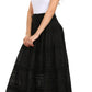Sakkas Lace and Ribbon Peasant Boho Skirt