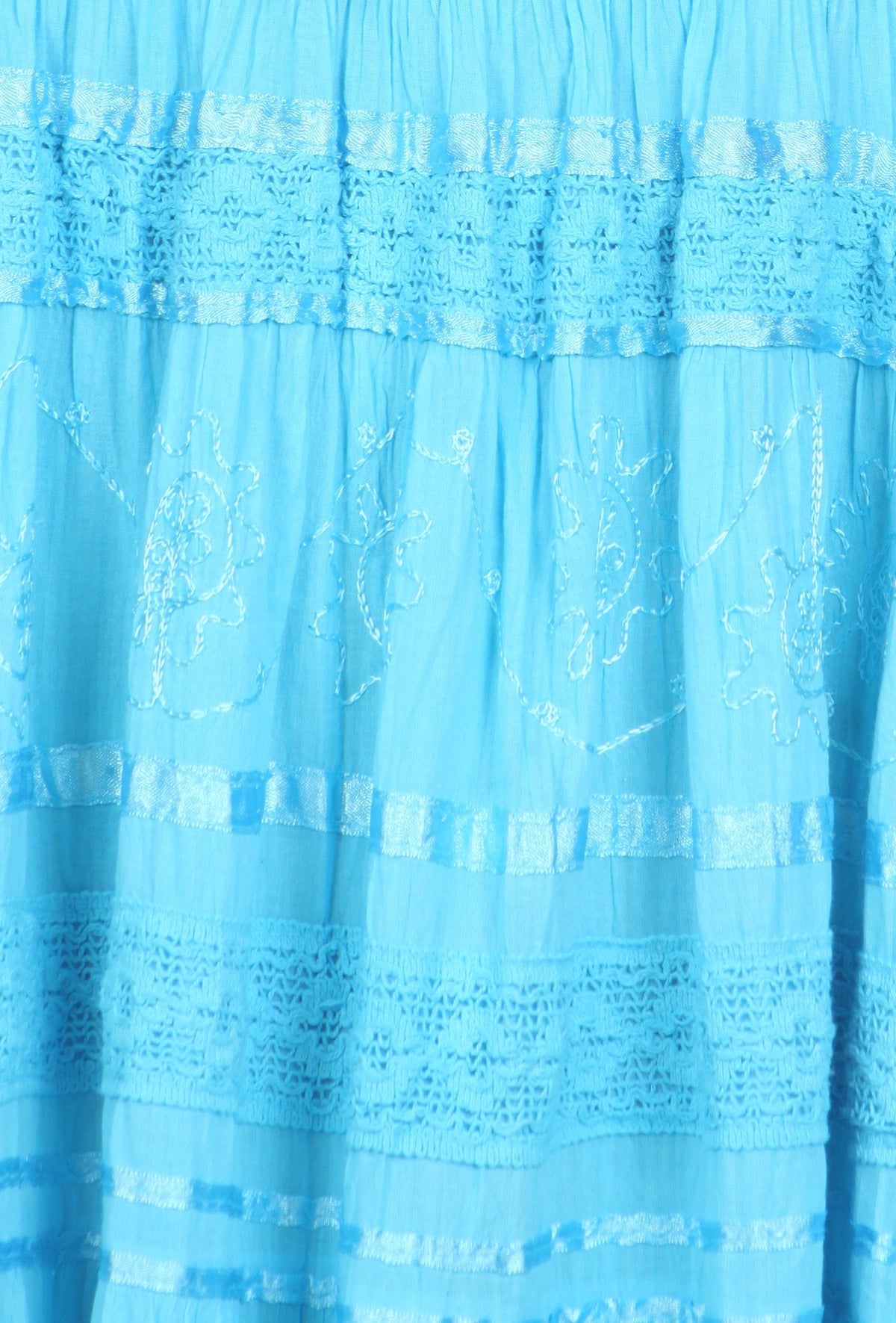 Sakkas Lace and Ribbon Peasant Boho Skirt