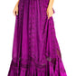 Sakkas Ivy Second Women's Maxi Boho Elastic Waist Embroidered A Line Long Skirt