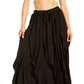 Sakkas Nova Womens Bohemian Stonewashed Rayon Asymmetrical Hem Maxi Swing Skirt