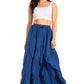 Sakkas Nova Womens Bohemian Stonewashed Rayon Asymmetrical Hem Maxi Swing Skirt