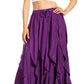 Sakkas Nova Womens Bohemian Stonewashed Rayon Asymmetrical Hem Maxi Swing Skirt
