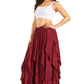 Sakkas Nova Womens Bohemian Stonewashed Rayon Asymmetrical Hem Maxi Swing Skirt
