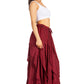Sakkas Nova Womens Bohemian Stonewashed Rayon Asymmetrical Hem Maxi Swing Skirt