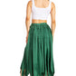 Sakkas Emery Womens Vintage Retro Maxi Rayon Embroidered Zigzag Hem Flowy Skirt