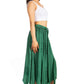 Sakkas Emery Womens Vintage Retro Maxi Rayon Embroidered Zigzag Hem Flowy Skirt