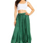 Sakkas Emery Womens Vintage Retro Maxi Rayon Embroidered Zigzag Hem Flowy Skirt