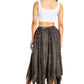 Sakkas Emery Womens Vintage Retro Maxi Rayon Embroidered Zigzag Hem Flowy Skirt