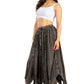 Sakkas Emery Womens Vintage Retro Maxi Rayon Embroidered Zigzag Hem Flowy Skirt