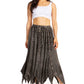 Sakkas Emery Womens Vintage Retro Maxi Rayon Embroidered Zigzag Hem Flowy Skirt