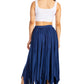 Sakkas Emery Womens Vintage Retro Maxi Rayon Embroidered Zigzag Hem Flowy Skirt