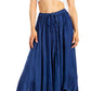 Sakkas Emery Womens Vintage Retro Maxi Rayon Embroidered Zigzag Hem Flowy Skirt