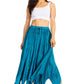 Sakkas Emery Womens Vintage Retro Maxi Rayon Embroidered Zigzag Hem Flowy Skirt