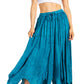 Sakkas Emery Womens Vintage Retro Maxi Rayon Embroidered Zigzag Hem Flowy Skirt