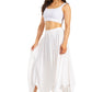 Sakkas Emery Womens Vintage Retro Maxi Rayon Embroidered Zigzag Hem Flowy Skirt