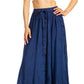 Sakkas Ahaana Women Renaissance Boho Rayon Maxi Embroidered Paneled Summer Skirt