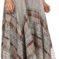 Sakkas Hailes Long Tall Wide Silver Embroidered Batik Adjustable Waist Skirt