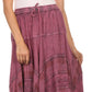 Sakkas Hailes Long Tall Wide Silver Embroidered Batik Adjustable Waist Skirt