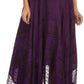 Sakkas Hailes Long Tall Wide Silver Embroidered Batik Adjustable Waist Skirt